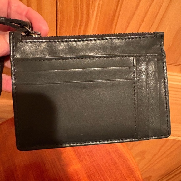 Black Leather Wristlet Card Holder - Picture 6 of 11